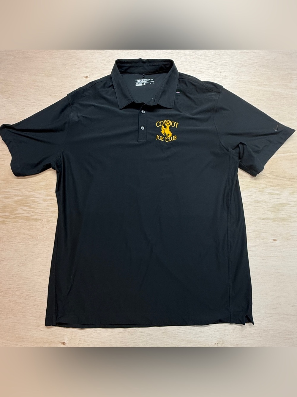 Nike Golf Tour Premium Polo Shirt Mens XL Black Wyoming Cowboys Cowboy Joe Club